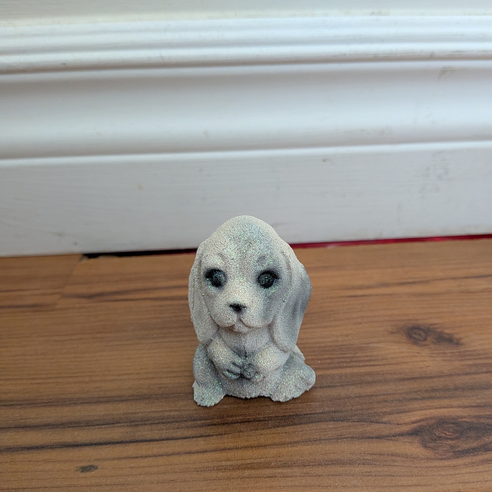 Gray Ceramic Puppy Figurine